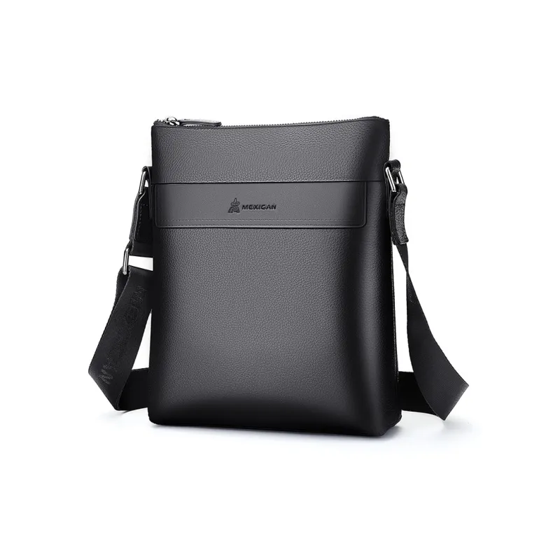 MEXICAN Genuine Leather Briefcase Commute Bag, Crossbody Bag Regular Men's Black/Coffee-0