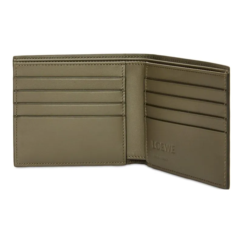 LOEWE Satin Calfskin Wallet Men's Khaki Green-1