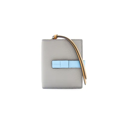 LOEWE Soft Grained Calfskin Wallet Women's Gray/Blue