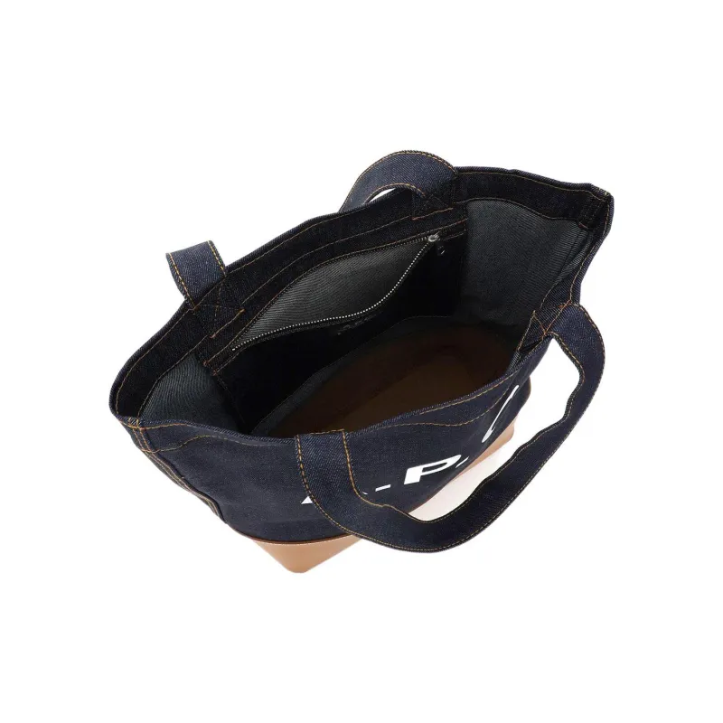 A.P.C Axel Fabric Tote Bag Shopping Bag Shoulder Bag Handbag Men's Blue-6