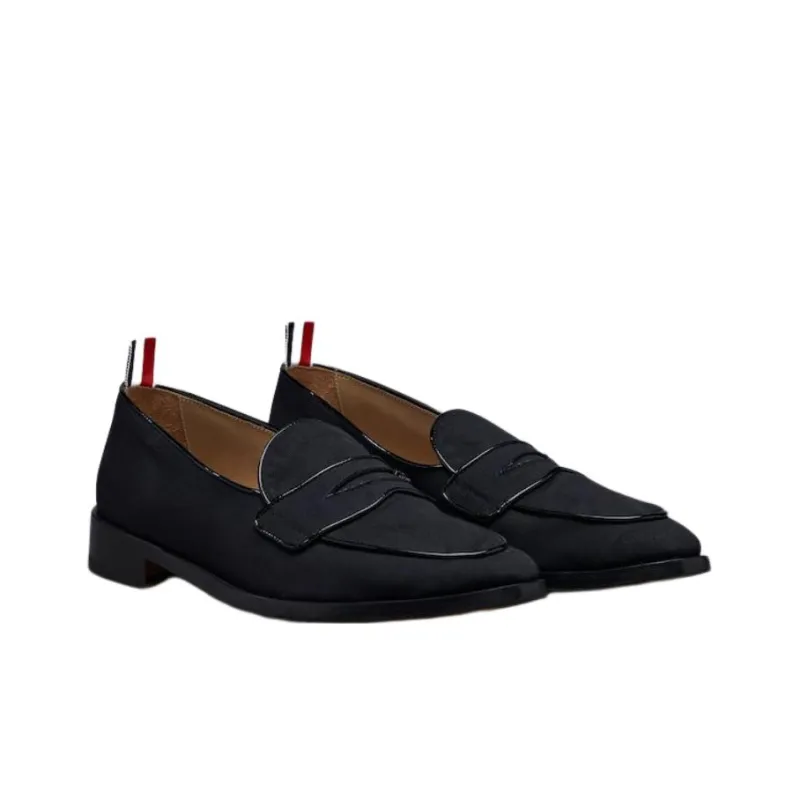 THOM BROWNE Pointed-Toe Slip-On Loafers-3