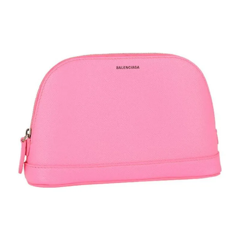 Balenciaga Leather Handheld Makeup Bag Women's Pink-1