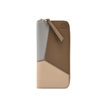 LOEWE Puzzle Classic Calfskin Wallet Women's Asphalt Gray/Winter Brown