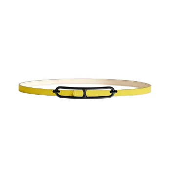 HERMES Roulis Buckle & Double-Sided Swift And Epsom Calfskin Leather Belts Women's Lime/Cream White Width: 1.3cm