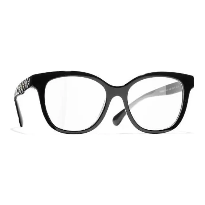 CHANEL Acetate Square Eyeglass Frames Women's Black-1