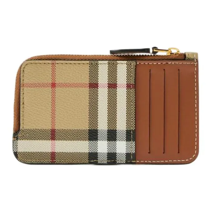 Burberry Calfskin Trim Wallets Card Holders Women's Beige-1