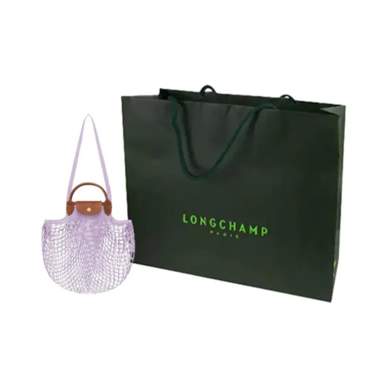 LONGCHAMP Le Pliage Cow Leather Shoulder Bag Crossbody Bag Handbags Large Size Women's Purple-4