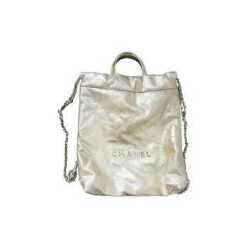 CHANEL Calfskin Backpack Small Size Women's Champagne Gold