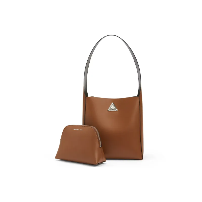 CHARLES&KEITH PU HOBO Bag, Tote Bag, Shopping Bag, Shoulder Bag Medium Size Women's Multicolor-0