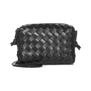 Bottega Veneta Loop Camera Bag Mini Intrecciato Black