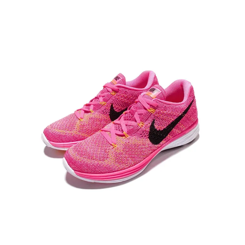 Nike Flyknit Lunar 3 Cushioning Low-Top Running Shoes Women's Pink-2