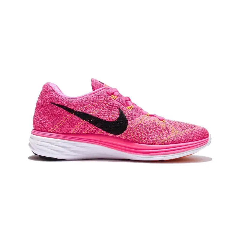 Nike Flyknit Lunar 3 Cushioning Low-Top Running Shoes Women's Pink-1