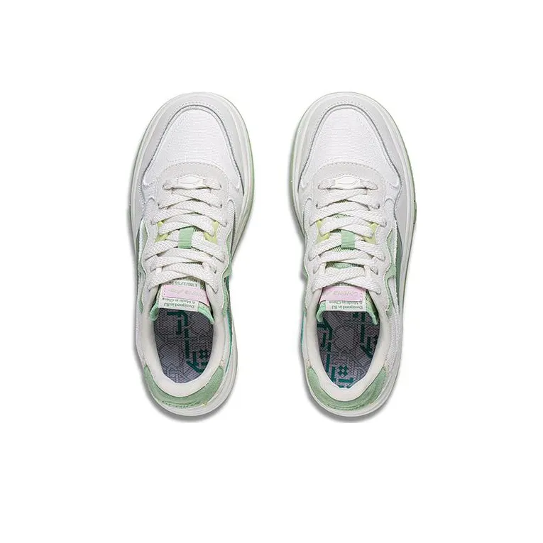 LiNing Future C1 Slip Resistant Low Top Skateboard Shoes Women's White Green-2