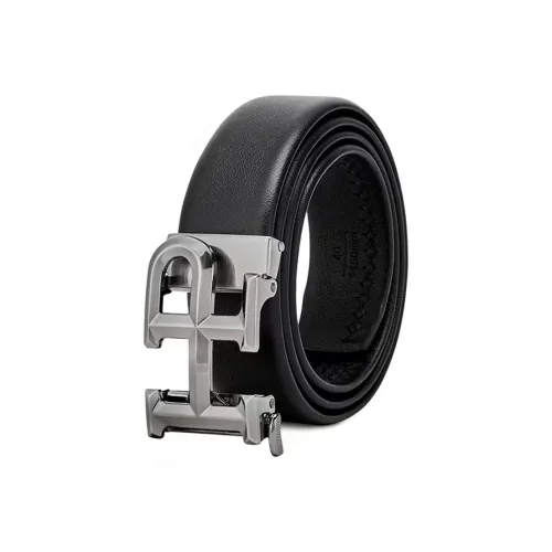 Hush Puppies Bague Degree HP Collection Alloy Automatic Buckle Top Grain Cow Leather Black 3.5cm Men's