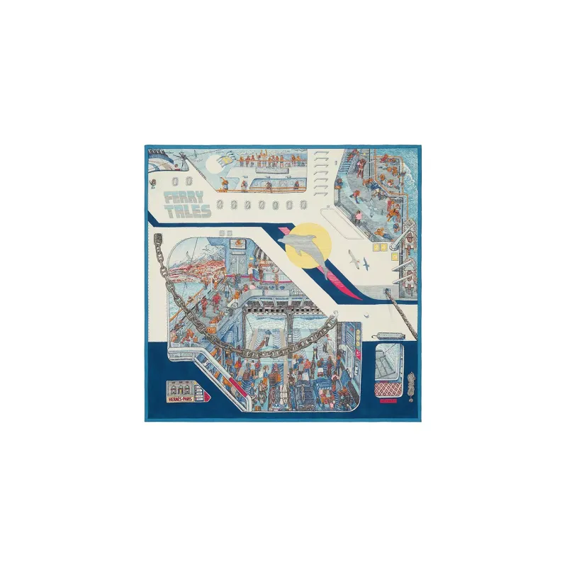 HERMES Cashmere Silk Silk Scarves Unisex Blue-0