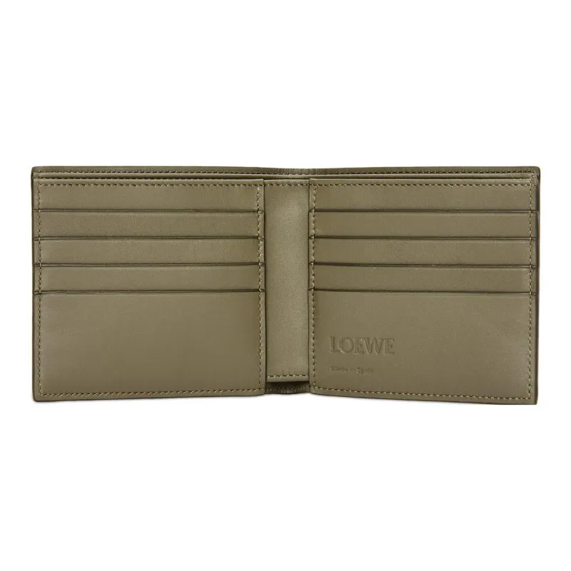 LOEWE Satin Calfskin Wallet Men's Khaki Green-2