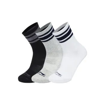 LiNing Sports Life Collection CF Tracing Mid Calf Socks Unisex 3 Pack Black+Light Gray+White