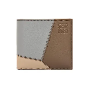 LOEWE Puzzle Calfskin Wallet Men's Asphalt Gray/Winter Brown