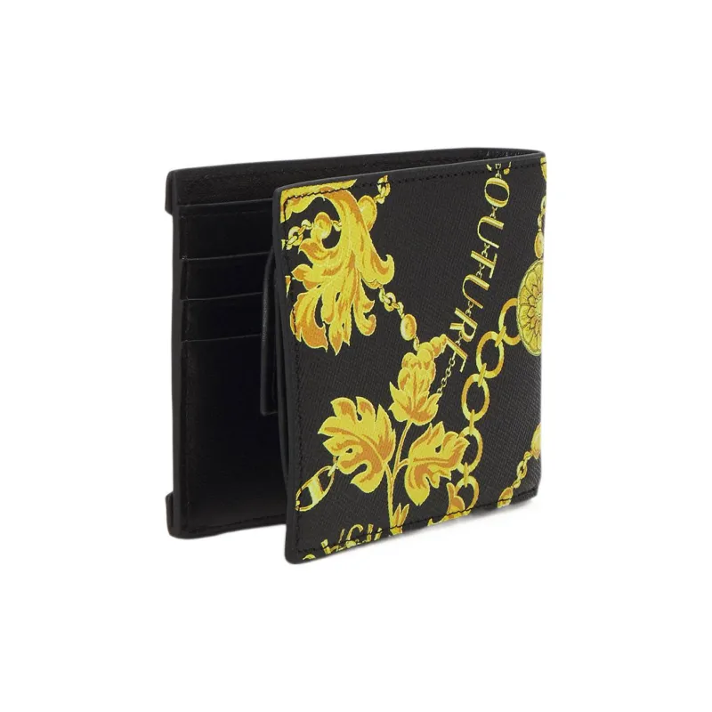 VERSACE JEANS COUTURE Leather Wallet Men's Black Gold-2
