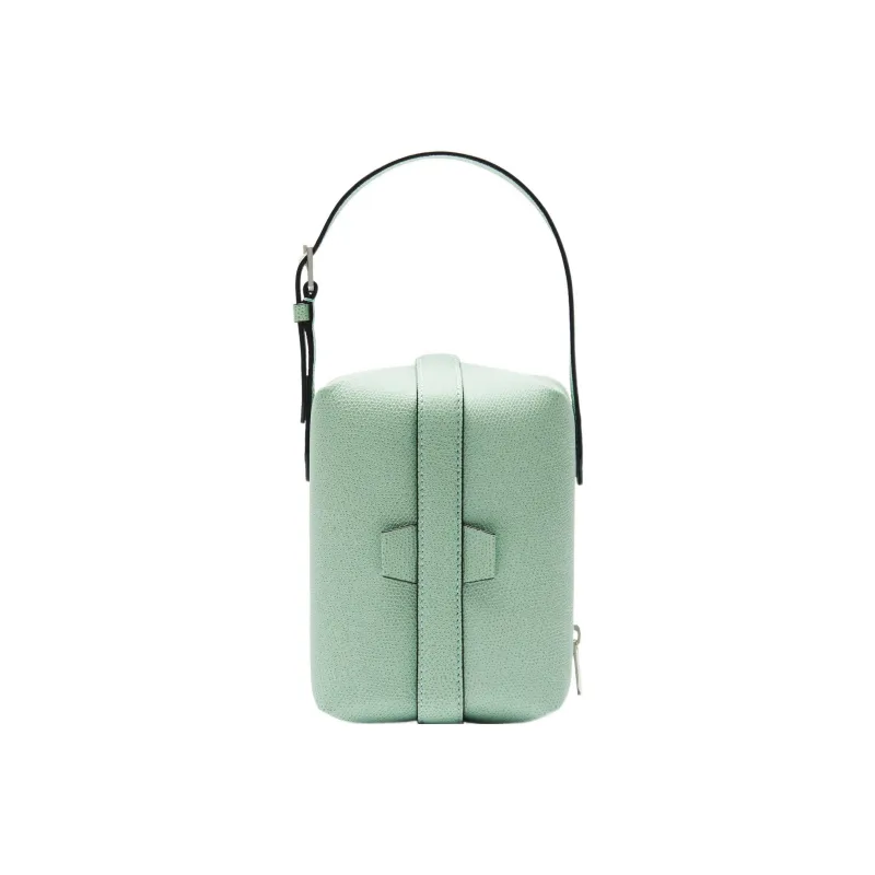 Valextra Tric Trac Calfskin Box Bag, Handbag, Shoulder Bag, Crossbody Bag Women's Aqua Green-1