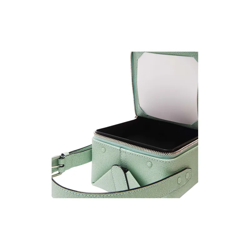Valextra Tric Trac Calfskin Box Bag, Handbag, Shoulder Bag, Crossbody Bag Women's Aqua Green-4