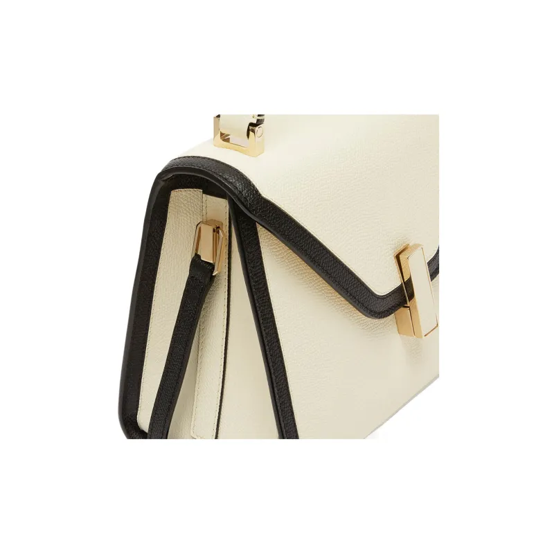 Valextra Iside Cow Leather Shoulder Bag, Crossbody Bag, Handbag Mini Women's White/Black-3