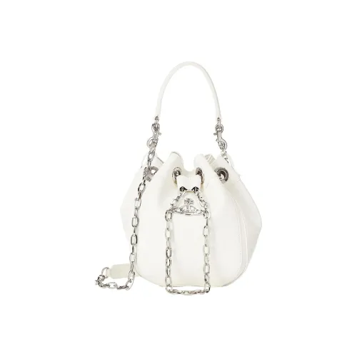 Vivienne Westwood Calfskin Bucket Bag, Hand Handbag Regular Women's White