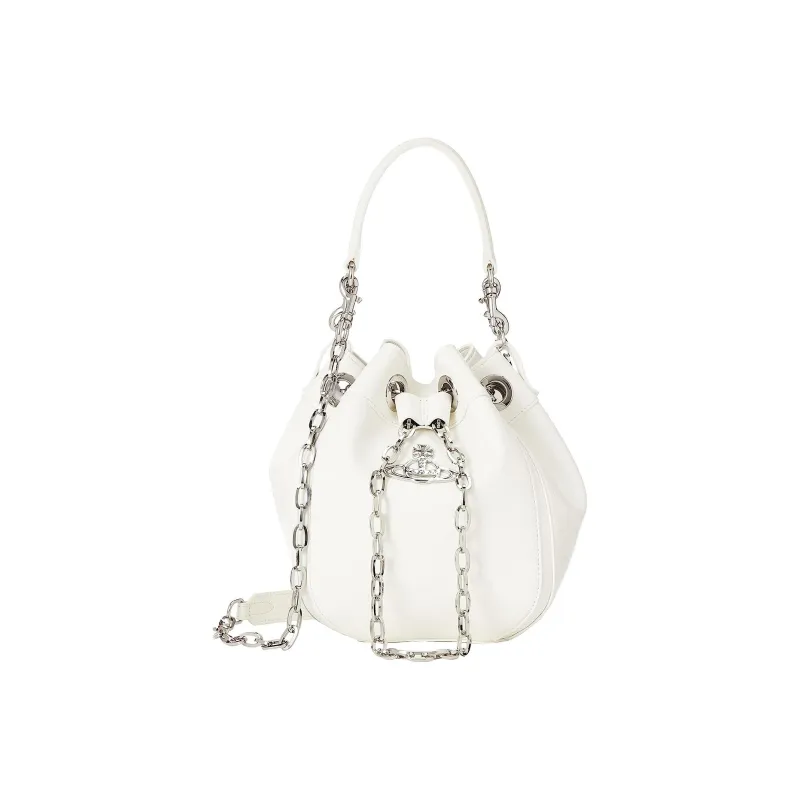 Vivienne Westwood Calfskin Bucket Bag, Crossbody Handbag Regular Women's White-0