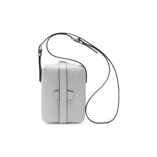 Valextra Tric Trac Calfskin Box Bag, Handbag, Shoulder Bag, Crossbody Bag Women's Lime Gray