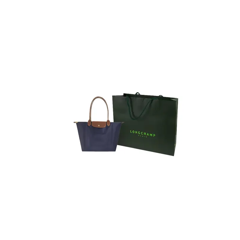 LONGCHAMP Le Pliage Canvas With Leather Canvas Bag Dumpling Bag Handbag Shoulder Bag Large Size Women's Navy-5