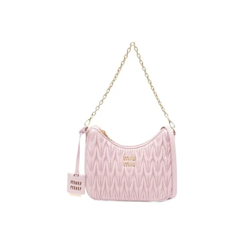 MIU MIU Matelassé Soft Sheep Leather Crossbody Bag, Shoulder Bag Women's Pink