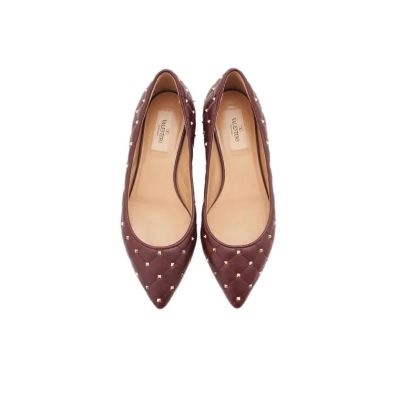 Valentino Rockstud Casual Single Shoes Women's Fuchsia-3