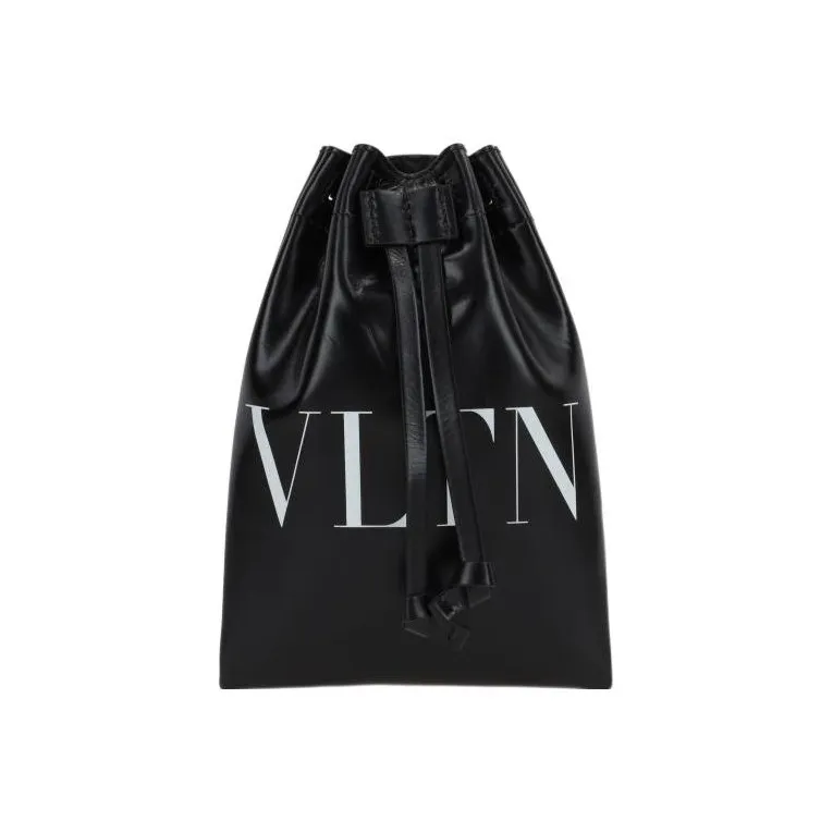 Valentino VLTN Shiny Calfskin Shoulder Bag, Crossbody Bag Regular Men's Black-0