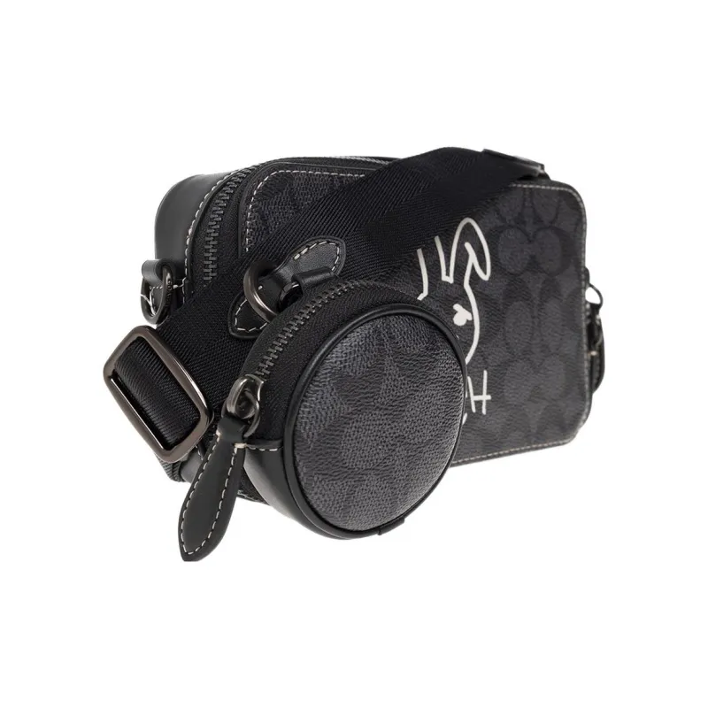 COACH Charter Coated Canvas With Calfskin Combo Bag, Shoulder Bag, Crossbody Bag Trumpets Men's Black-1