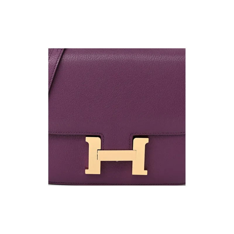 HERMES Constance Mysore Goat Skin Shoulder Bag Crossbody Bag Mini Women's 7P Anemone Sea Cucumber Purple-6