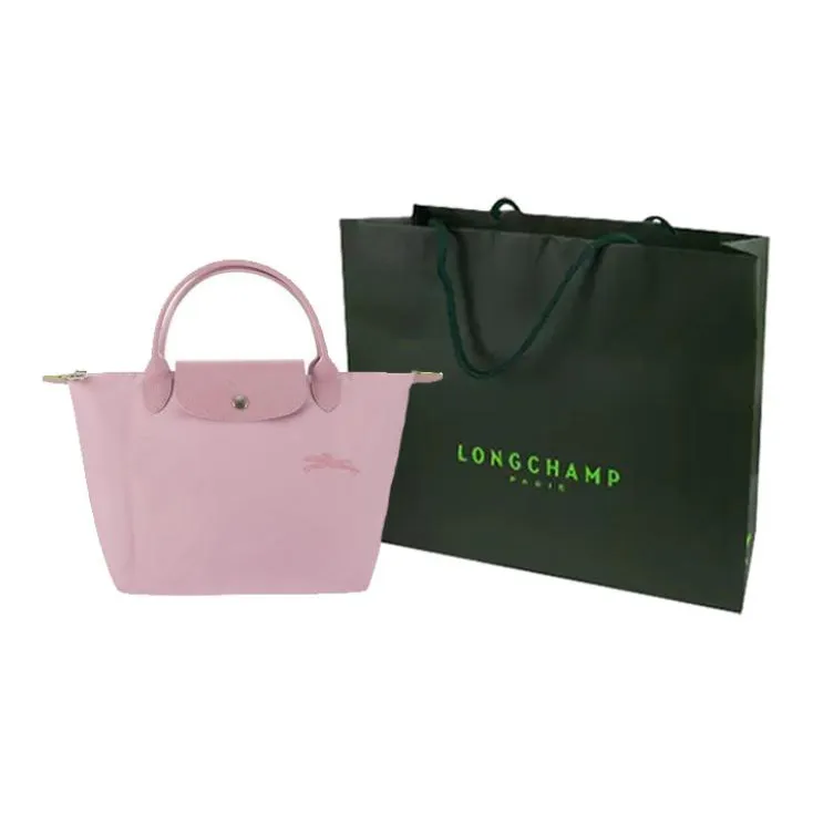 LONGCHAMP Le Pliage Green Cow Leather Handbag Small Size Women's Pink-5