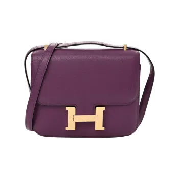 HERMES Constance Mysore Goat Skin Shoulder Bag Crossbody Bag Mini Women's 7P Anemone Sea Cucumber Purple