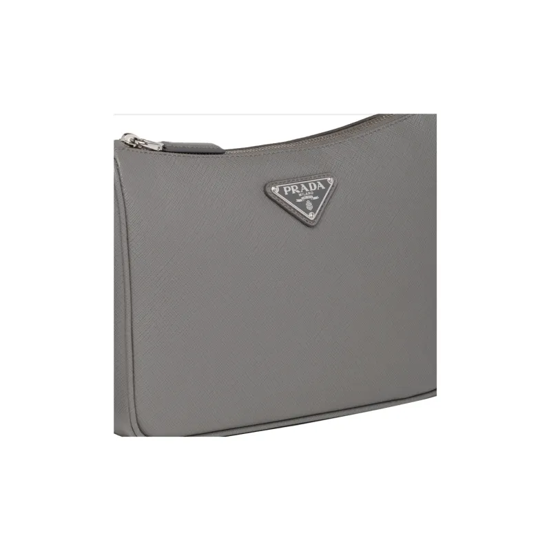 PRADA Saffiano Leather Crossbody Bag, Shoulder Bag Men's Marble Gray-3