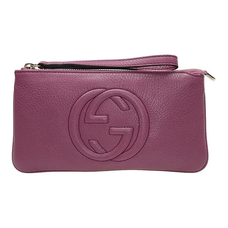 GUCCI Leather Wrist Bag Wallet Coin Purse Women's Dark Pink-1