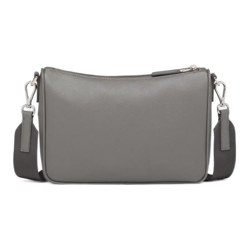 PRADA Saffiano Leather Crossbody Bag, Shoulder Bag Men's Marble Gray-2