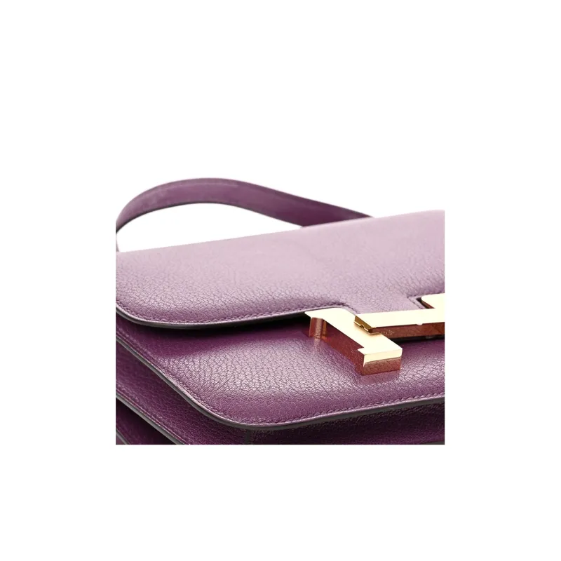 HERMES Constance Mysore Goat Skin Shoulder Bag Crossbody Bag Mini Women's 7P Anemone Sea Cucumber Purple-5