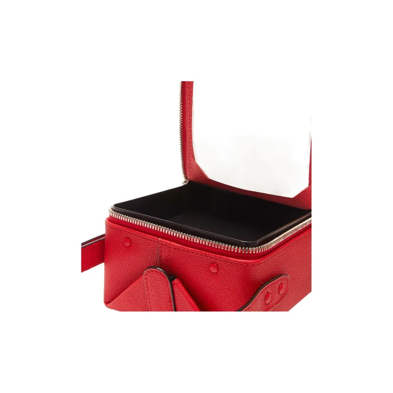Valextra Tric Trac Calfskin Box Bag Handbag Shoulder Bag Crossbody Bag Women's Red-5