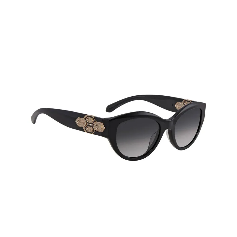 BVLGARI Plastic Irregular Shape Sunglasses Unisex Black-2