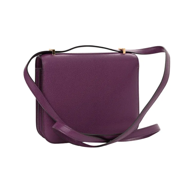 HERMES Constance Mysore Goat Skin Shoulder Bag Crossbody Bag Mini Women's 7P Anemone Sea Cucumber Purple-2