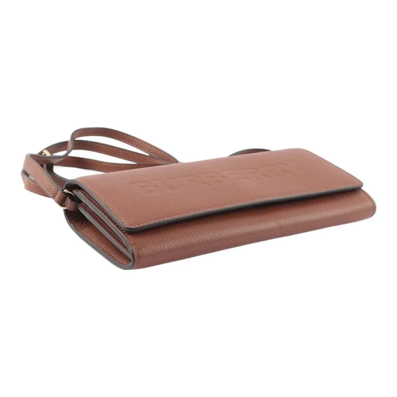 Burberry Leather Wallet Large Size Women's Tawny-3