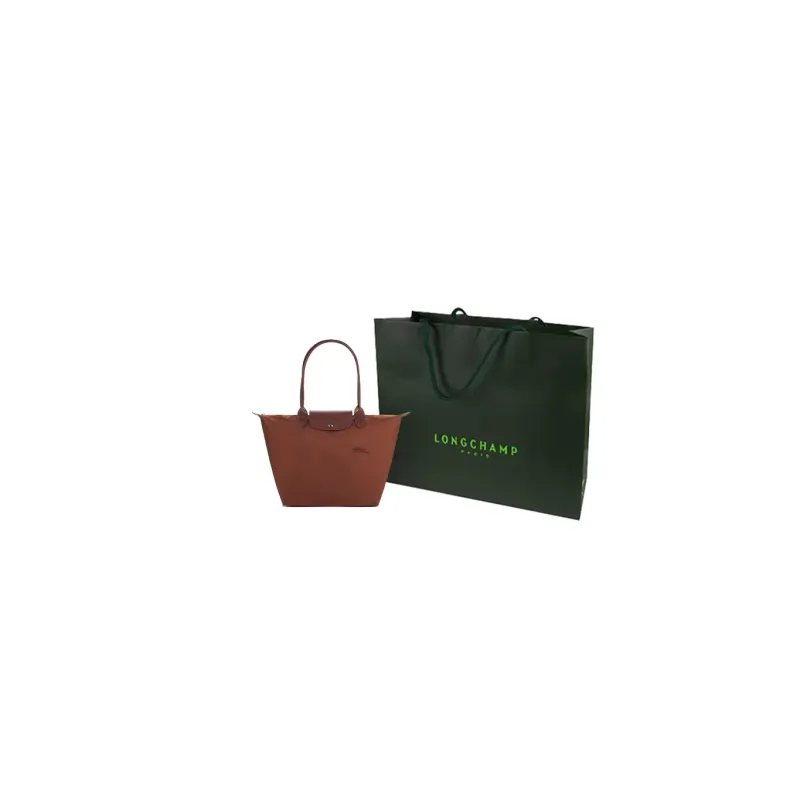 LONGCHAMP Le Pliage Green Canvas With Leather Canvas Bag Dumpling Bag Handbag Shoulder Bag Large Size Women's Brown-8