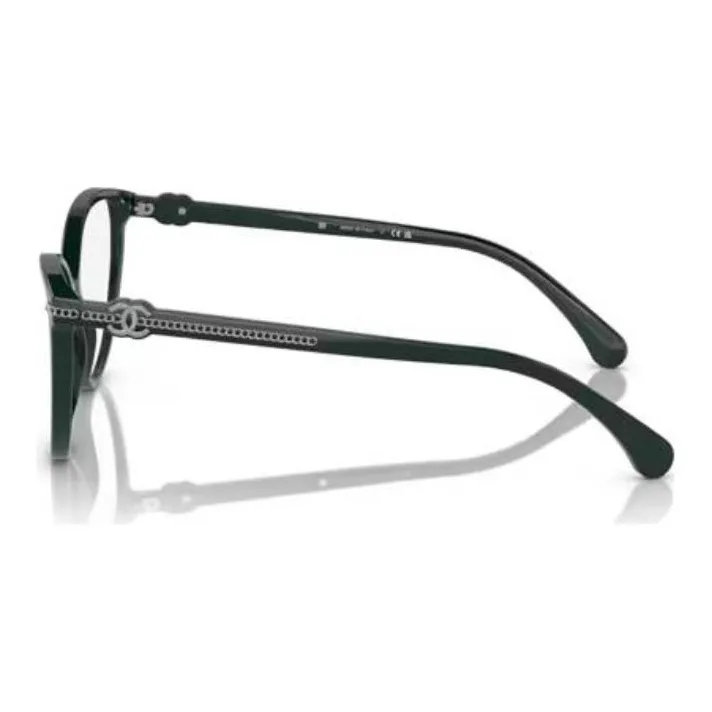 CHANEL Acetate Cat Eye Eyeglass Frames Women's Dark Green-2