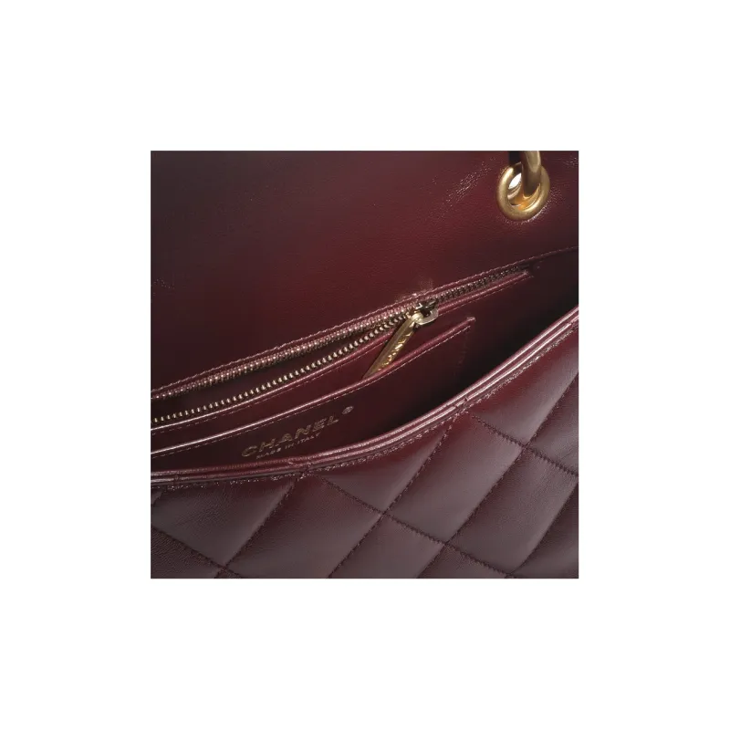 CHANEL Sheepskin Flap Bag, Shoulder Bag, Crossbody Bag, Handbag Women's Brown Red-2