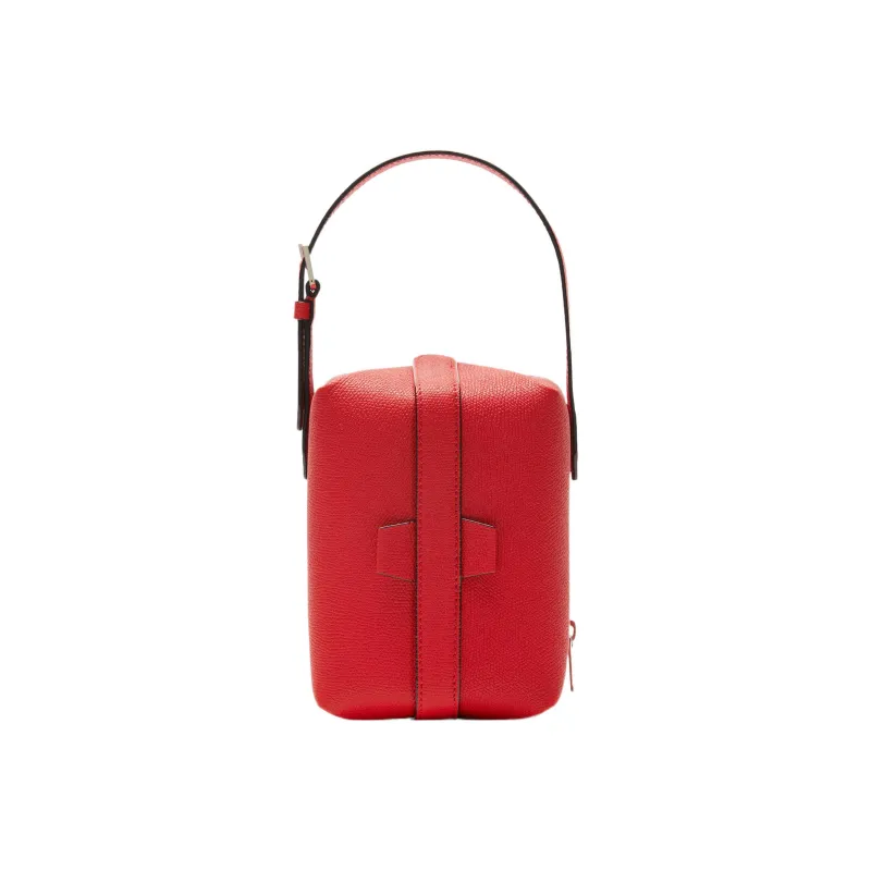 Valextra Tric Trac Calfskin Box Bag Handbag Shoulder Bag Crossbody Bag Women's Red-1