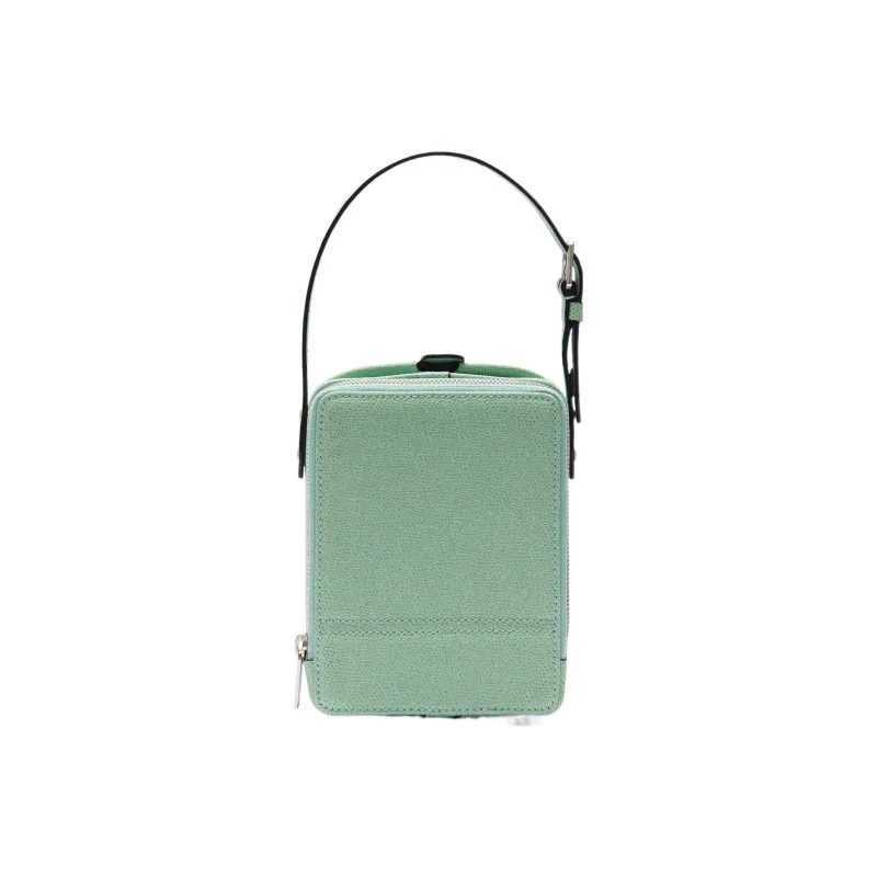 Valextra Tric Trac Calfskin Box Bag, Handbag, Shoulder Bag, Crossbody Bag Women's Aqua Green-2